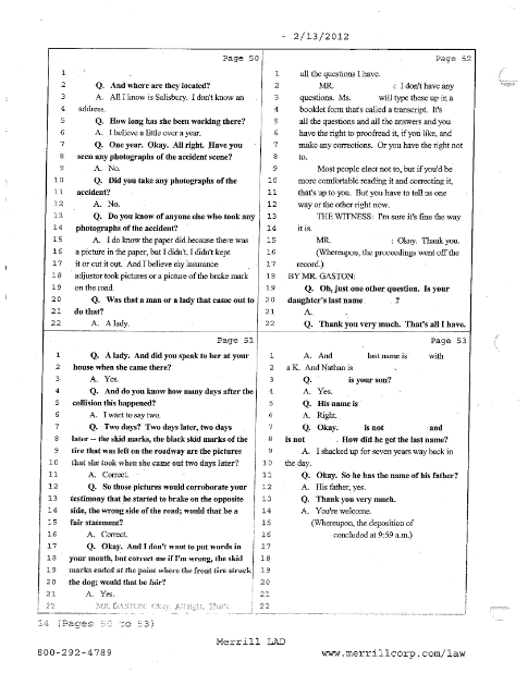 Deposition Transcript Example